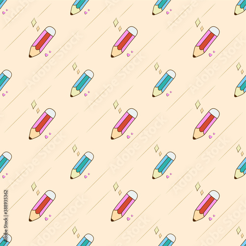 Seamless pattern with pencil, Vector texture illustration.