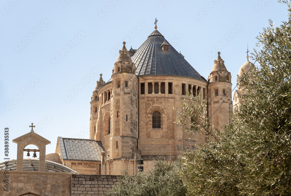 The famous  Dormition Abbey - Christian  complex built atop the ruins of a Byzantine church on the site of the Virgin Marys death the old city of Jerusalem, Israel