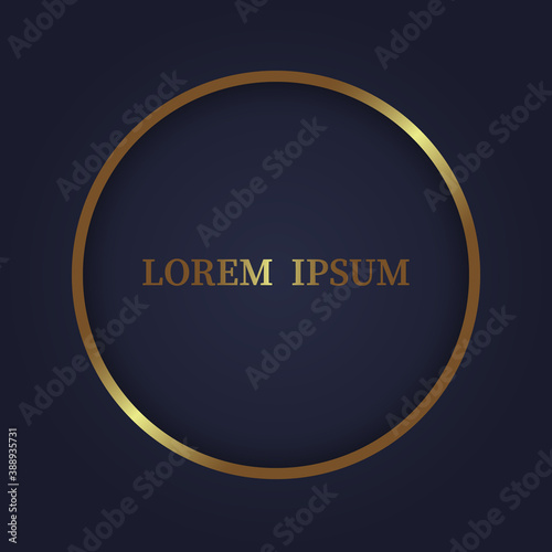 Gold shiny circle frame on dark luxury vector background