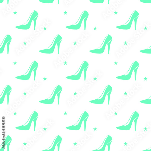 Seamless pattern with woman's colorful shoe, Vector texture illustration.