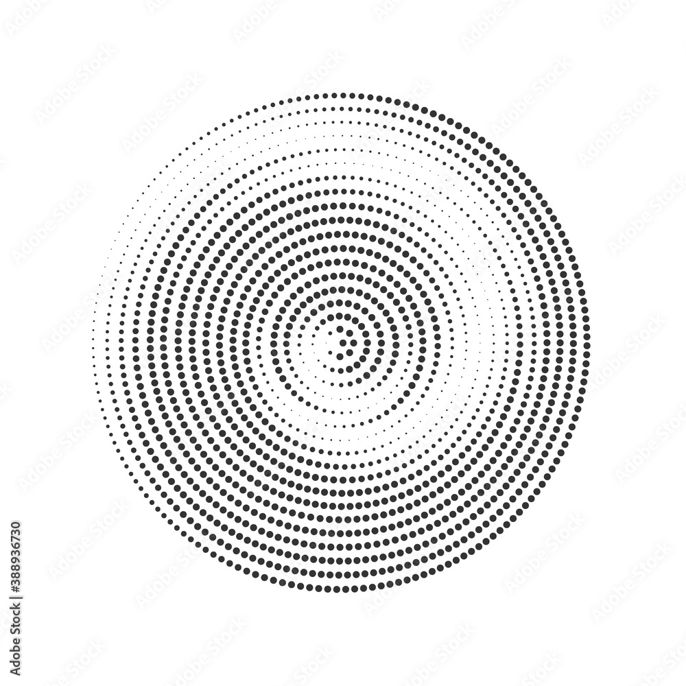 Abstract dotted halftone circle pattern. Vector illustration