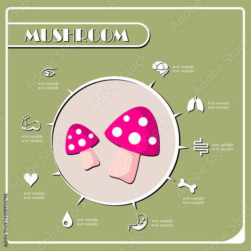 mushroom icon. Poster Advertisement Flyers Vector Illustration