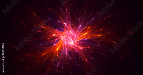 3D rendering abstract red fractal light background