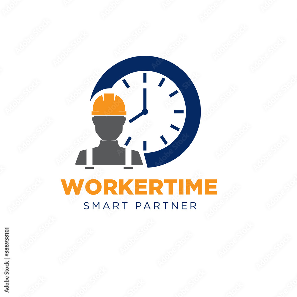 worker time logo design for construction and schedule