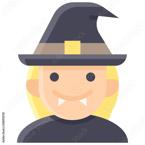 Witch avatar, Halloween costume vector icon