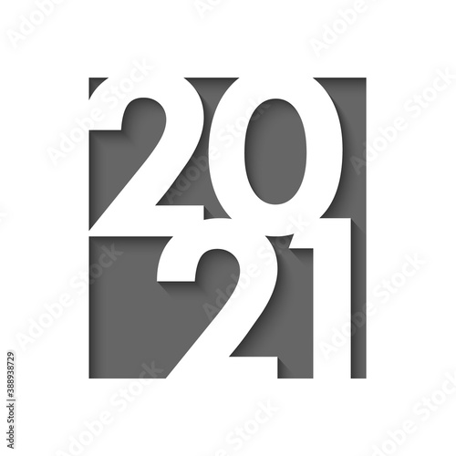 Happy new year 2021 cut paper background. Vector brochure design template.