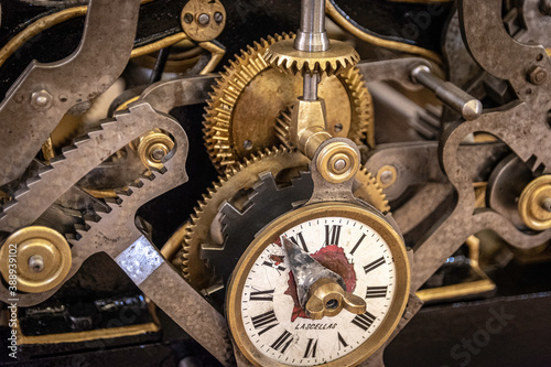 mechanism of the old clock of the church steeple