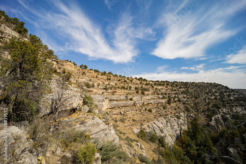 Fototapeta Naklejka Na Ścianę i Meble -  Sunny view of the Walnut Canyon National Monument