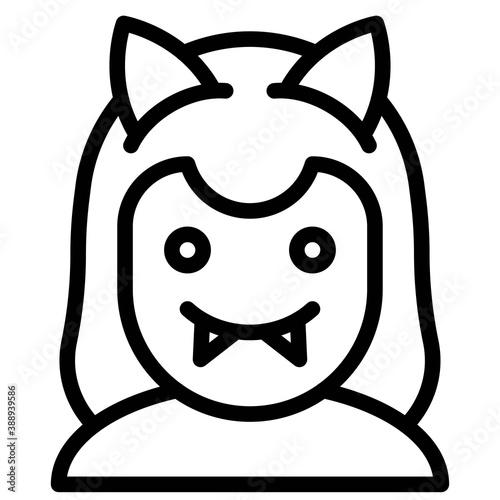 Cat girl avatar, Halloween costume vector icon
