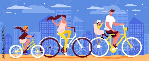 Family Bicycle Ride Composition