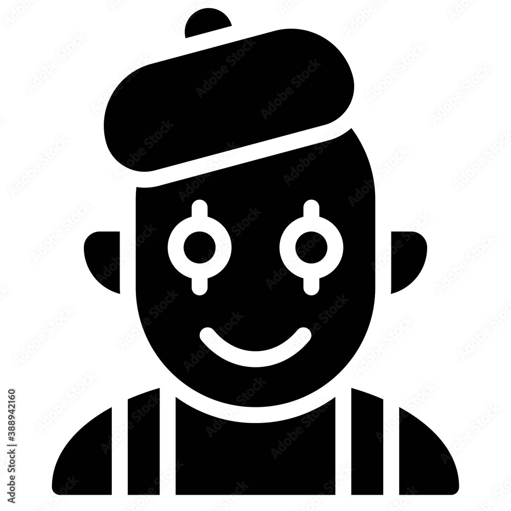 Mime avatar, Halloween costume vector icon Mime avatar, Halloween costume vector icon