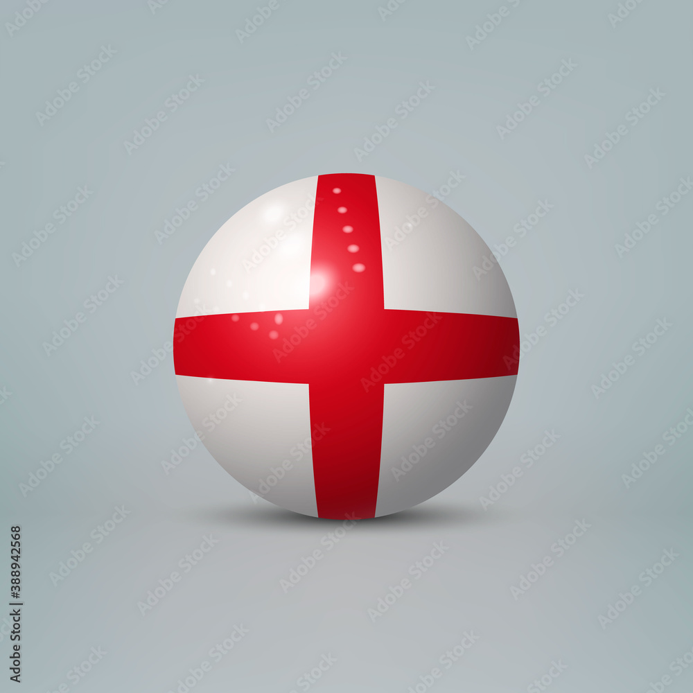 Obraz premium 3d realistic glossy plastic ball or sphere with flag of England