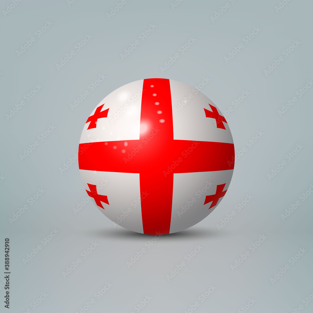 Obraz premium 3d realistic glossy plastic ball or sphere with flag of Georgia