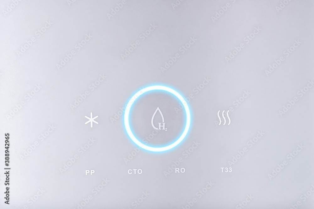 Fototapeta premium Modern technology concept. Touch panel with glowing indicator. Technological design. Close-up.
