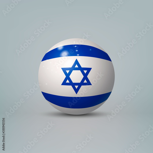 3d realistic glossy plastic ball or sphere with flag of Israel