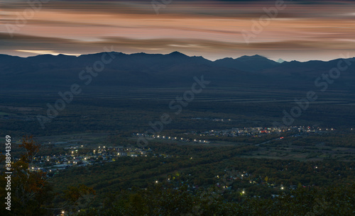 Kamchatka, the beginning of dawn in the South Koryak region