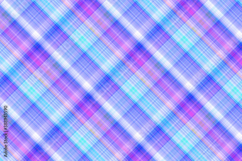 Seamless illustration of tartan plaid pattern. Checkered fabric texture print in pink and blue.