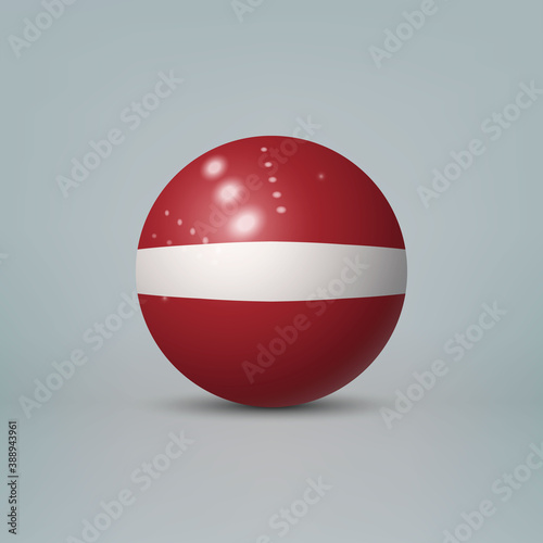 3d realistic glossy plastic ball or sphere with flag of Latvia
