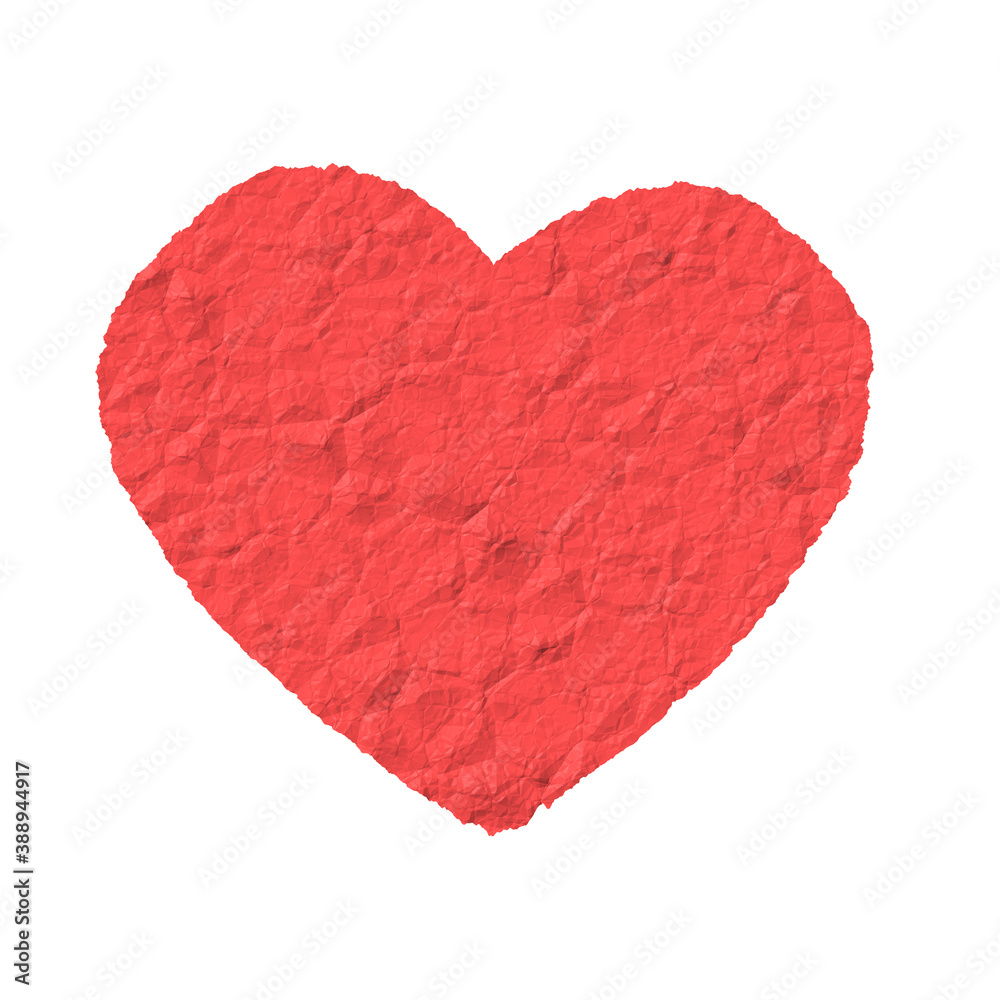 Crumpled heart shaped paper ilustration Crumpled heart shaped paper ilustration