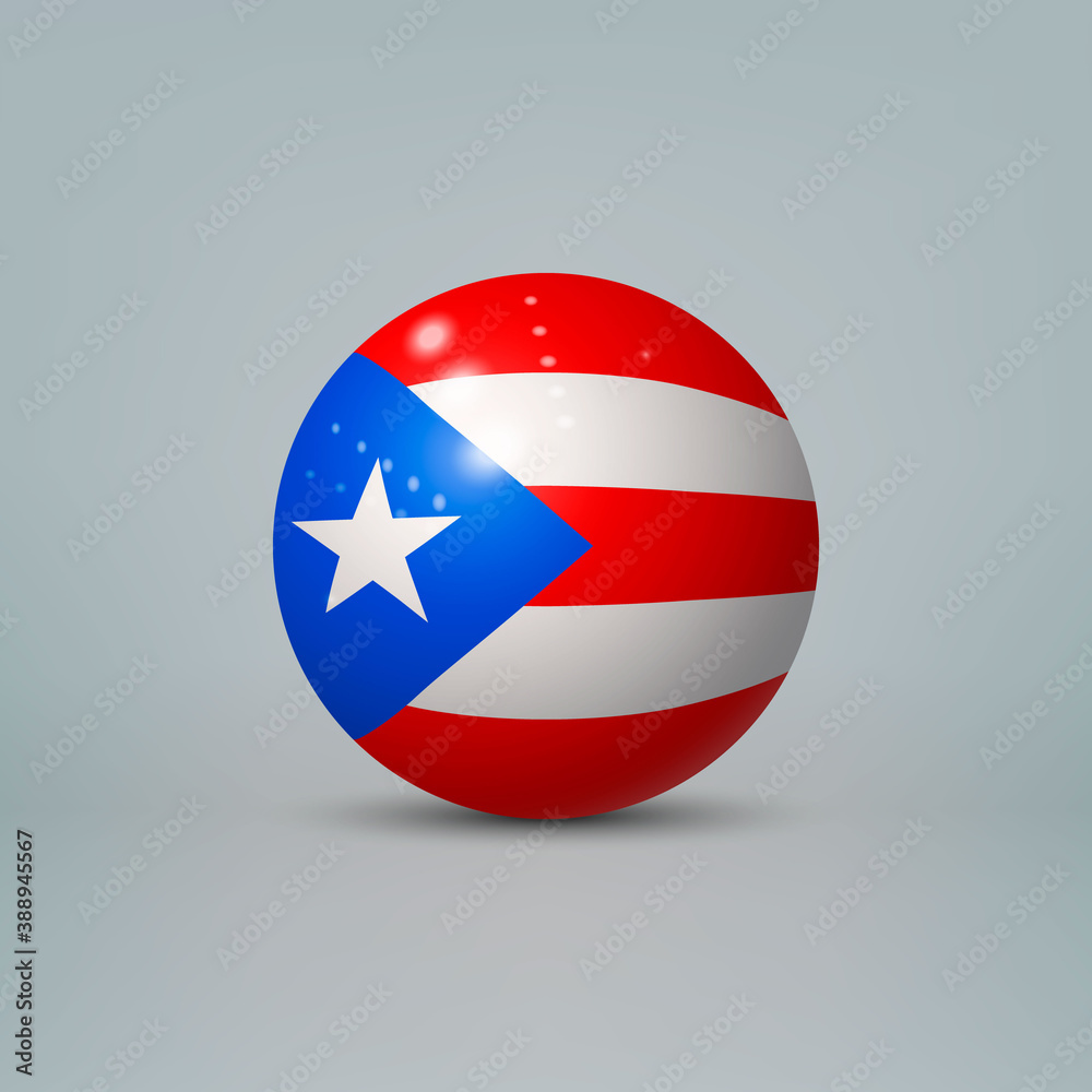 3d realistic glossy plastic ball or sphere with flag of Puerto Rico