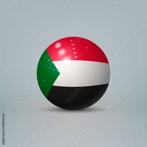 3d realistic glossy plastic ball or sphere with flag of Sudan