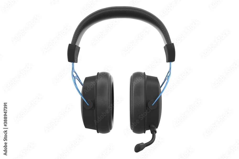 Fototapeta premium 3D rendering of gaming headphones with microphone for cloud gaming and streaming