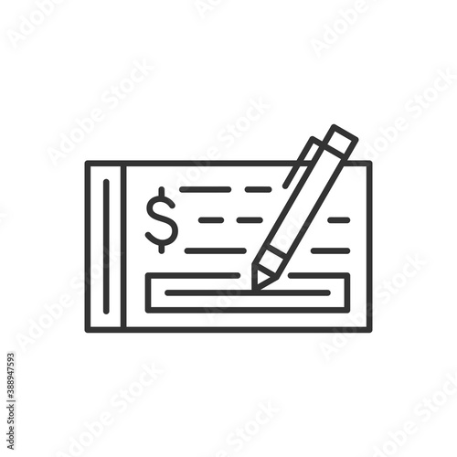 Pay check logo template. Vector black icon.