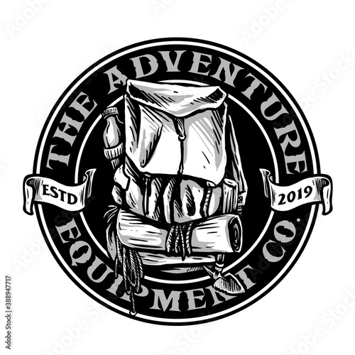mountain bag badge design suitable for adventure outdoor logo