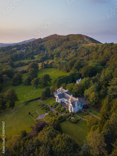 MALVERN, ENGLAND - 13TH JULY 2019 - Aerial View of British Countryside Estate in Malvern, England photo