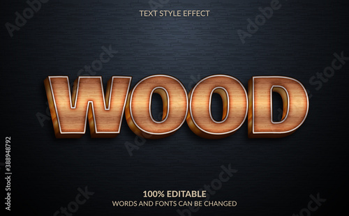 Editable Text Effect, Brown Wood Text Style