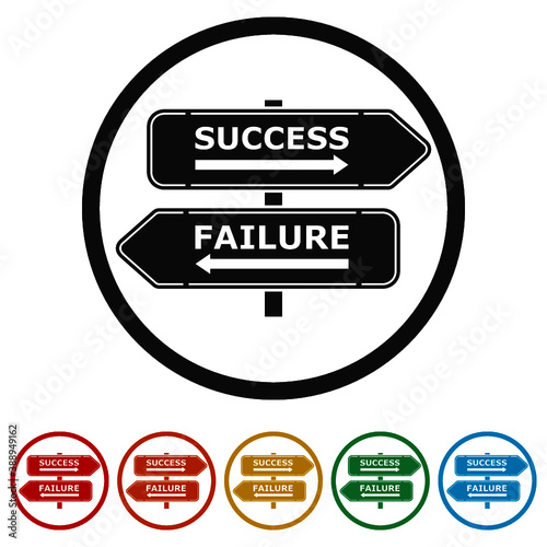 Failure or success signpost ring icon, color set