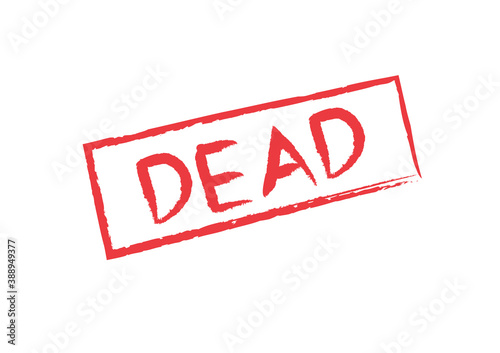red clearly dead word in red square frame isolated on white background