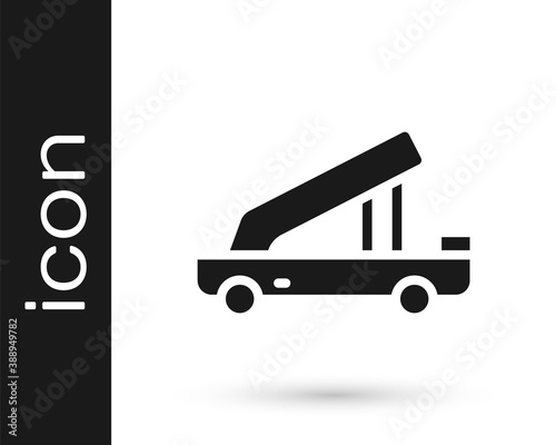 Black Passenger ladder for plane boarding icon isolated on white background. Airport stair travel. Vector.