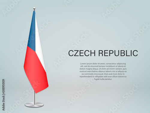 Czech Republic hanging flag on stand. Template forconference banner