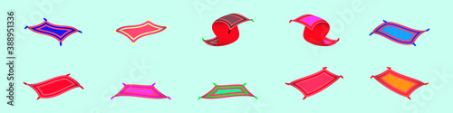 set of flying carpet cartoon icon design template with various models. vector illustration isolated on blue background