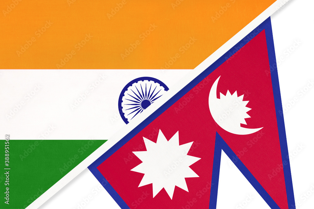Obraz premium India and Nepal, symbol of national flags from textile.