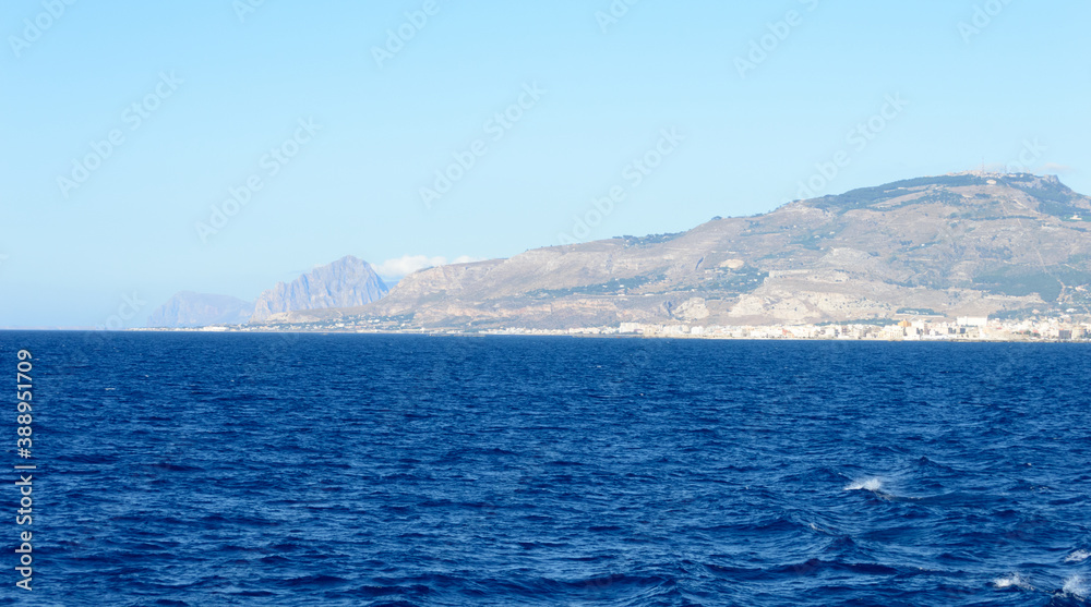 Coast line of Trapani in Sicily, typical italian and mediterranean seascape Coast line of Trapani in Sicily, typical italian and mediterranean seascape