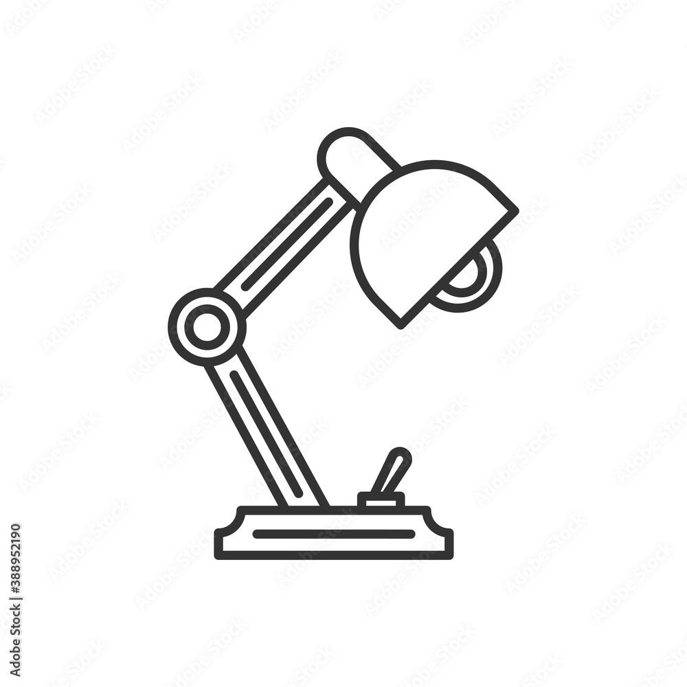 Desk lamp line icon. Vector black icon. Desk lamp line icon. Vector black icon.