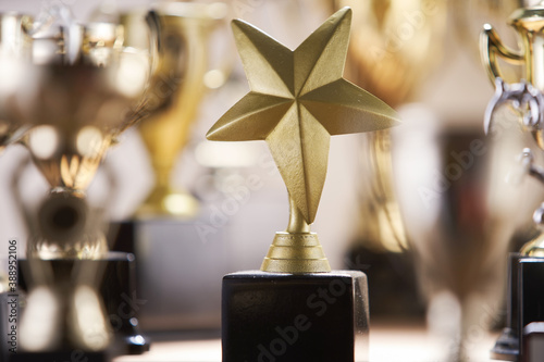 selective focus on one trophy with other trophies as background