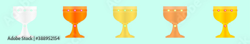 set of golden cup cartoon icon design template with various models. vector illustration isolated on blue background