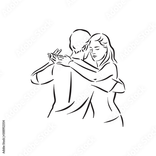 Argentine tango and salsa romance couple social pair dance illustration