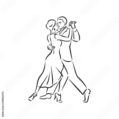 Argentine tango and salsa romance couple social pair dance illustration