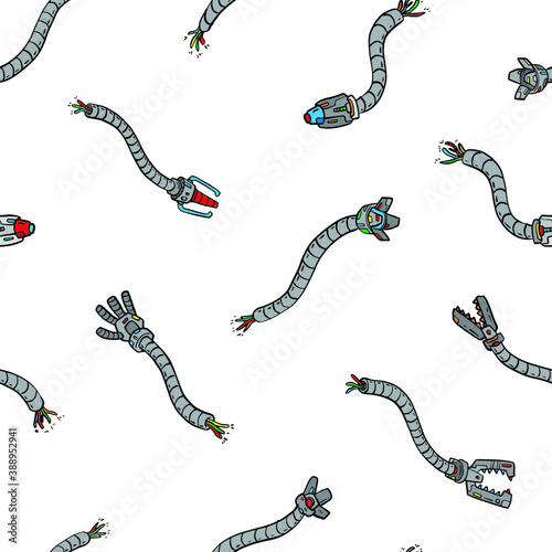 Robot hands doodle seamless pattern. Vector pattern illustration for surface design, print, poster, icon, web, graphic designs.