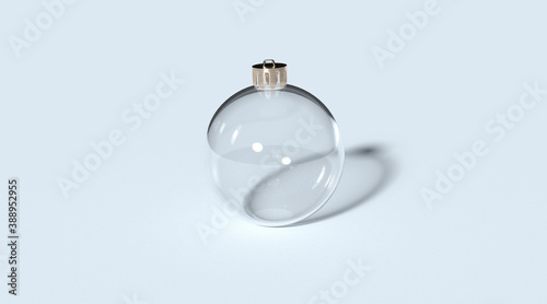 Blank glass christmas ball for tree mock up, isolated, 3D rendering