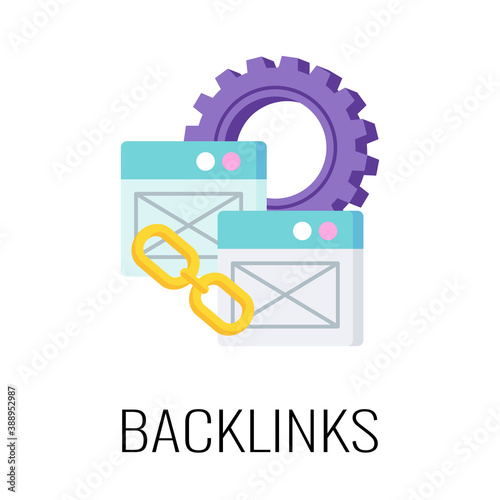 Backlinks icon. SEO optimization. Flat vector illustration