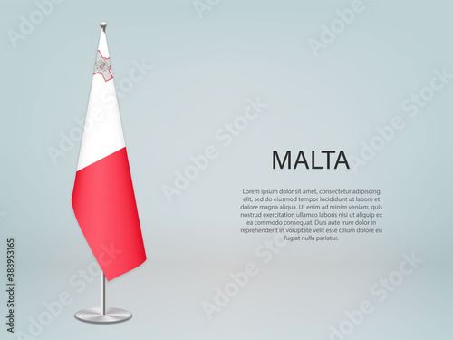 Malta hanging flag on stand. Template forconference banner