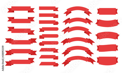 Set of different flat vector ribbons banners isolated on white background