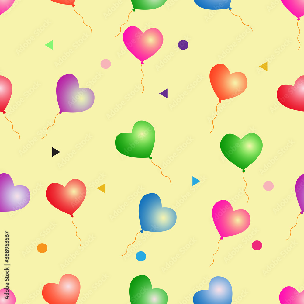 Heart balloon love seamless pattern background wallpaper Vector.