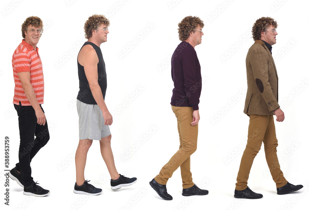 side view of the same man with different outfits side view of the same man with different outfits