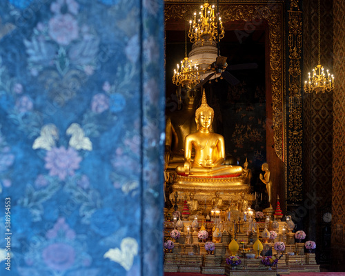 Buddha statue in Wat Bowon Niwet temple photo